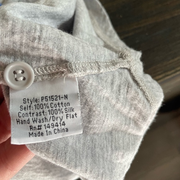 #133-PETE&GRETA-  Gray Long Sleeve cotton and silk Hoodie Pullover - Picture 4 of 4